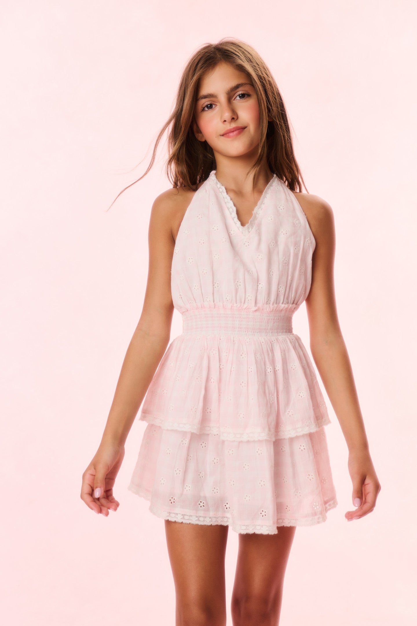 Girls Romille Cotton Gingham Dress