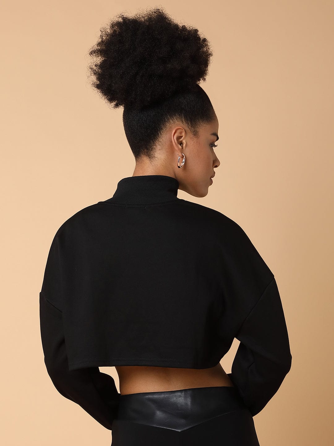 Women's Black Cotton Crop Top