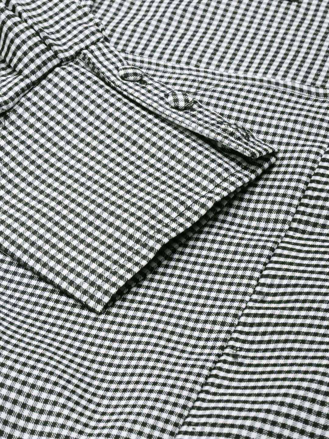 Women's Black Checked Puff Sleeves Cotton Crop Top