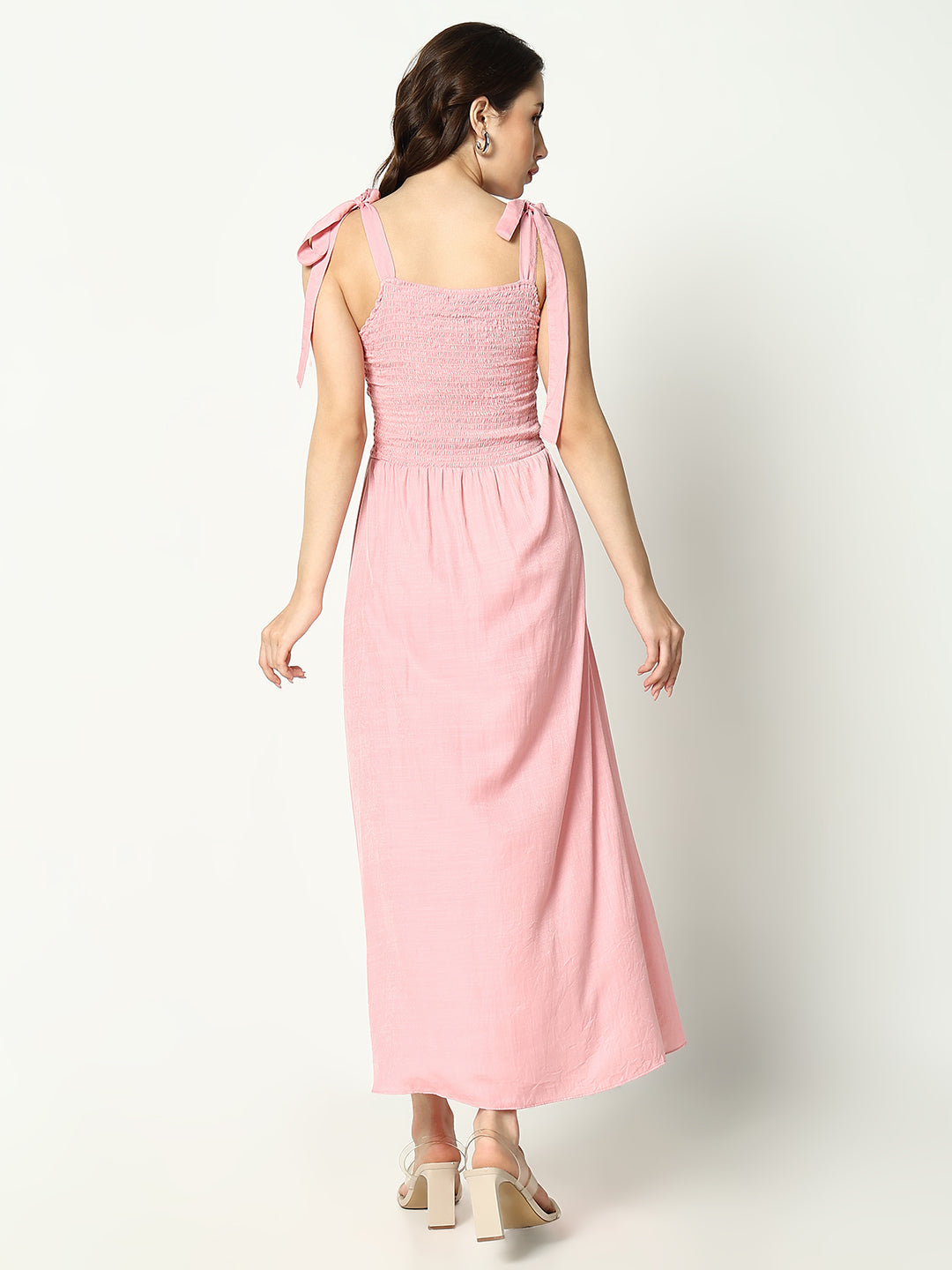 Women's Pink Fit & Flare Midi Dress