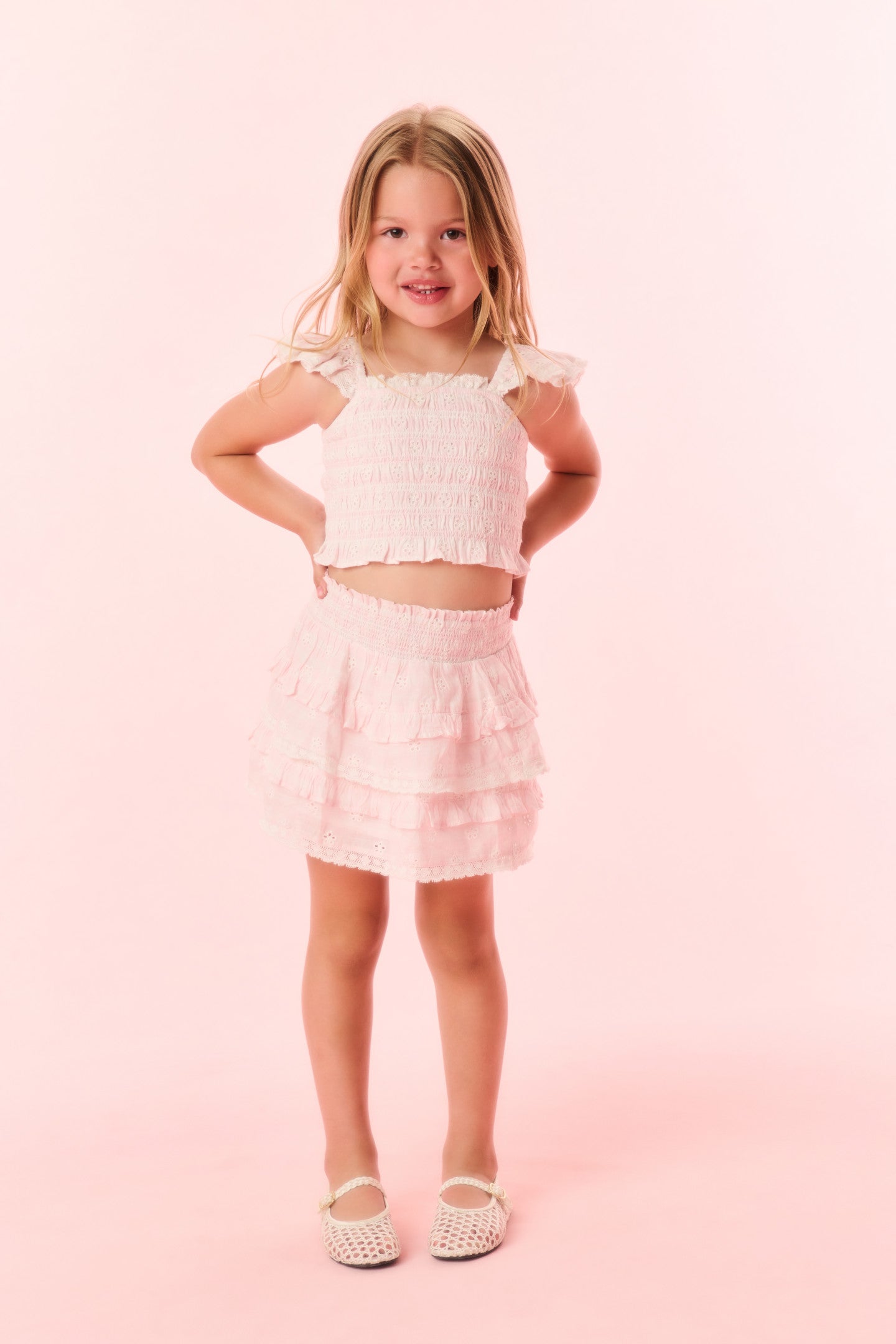 Girls Caspia Eyelet Gingham Top