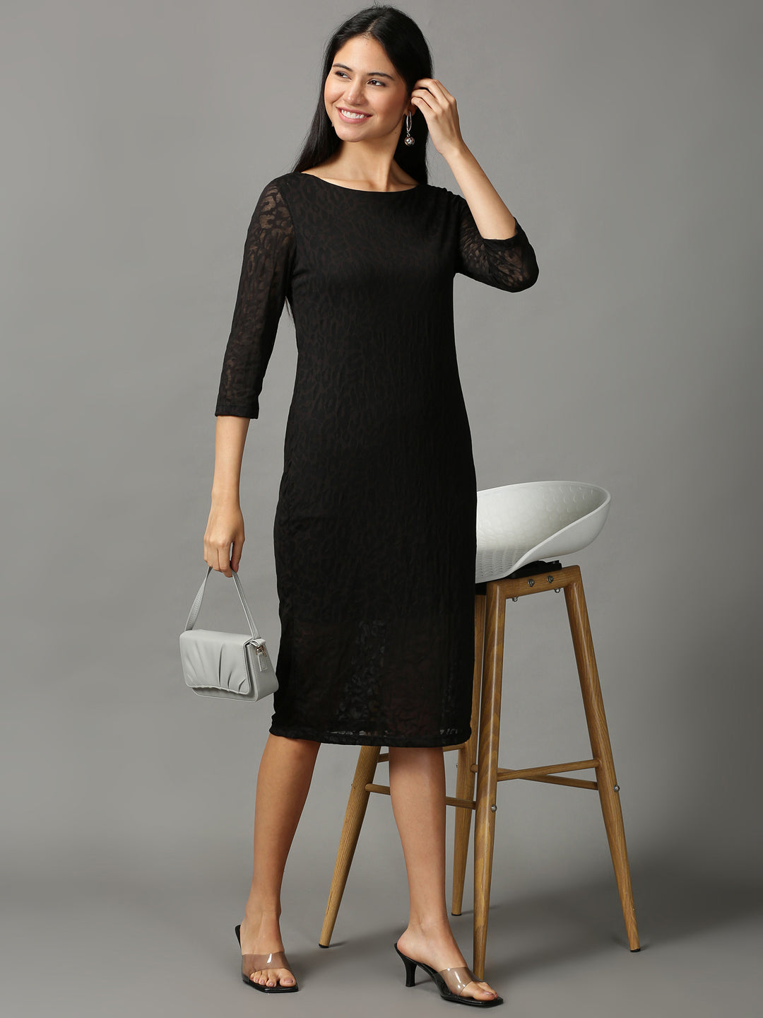 Women's Black Lace Sheath Dress