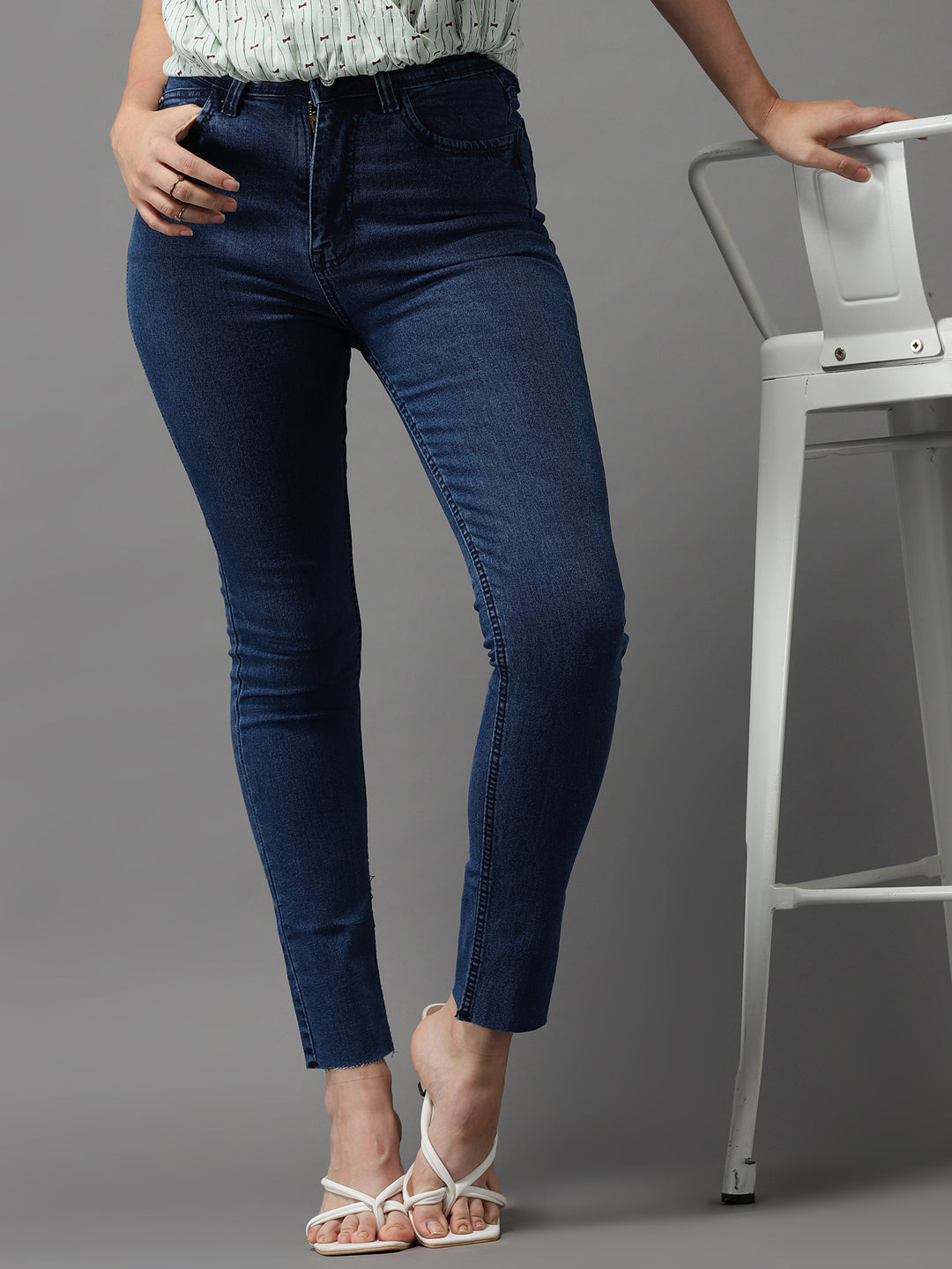 Women's Blue Jean Skinny Fit High-Rise Stretchable Jeans