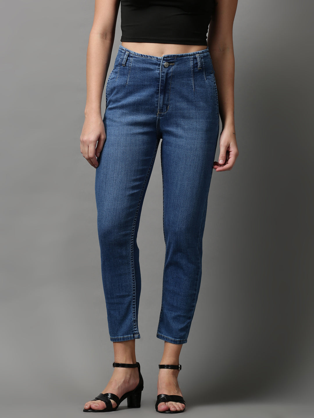 Women's Blue Light Fade Wide Leg Denim Jeans