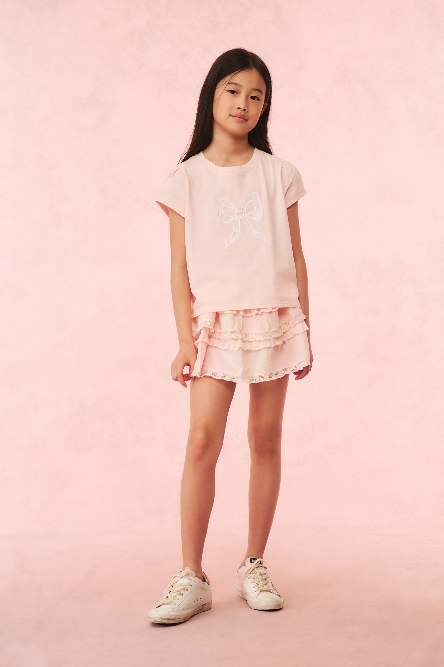Girls Tilliat Cotton Bow Tee