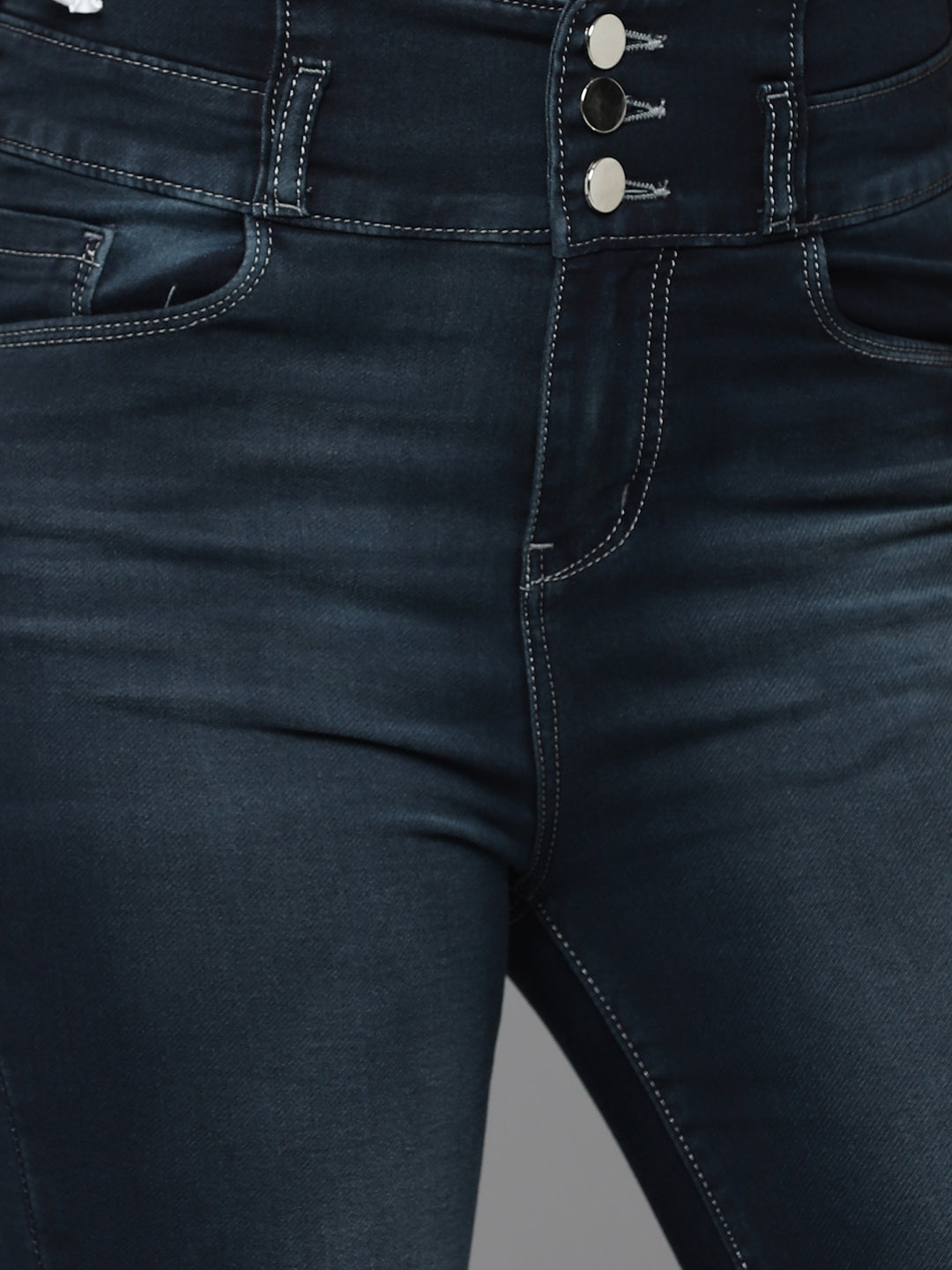 Women's Blue Jean Straight Fit High-Rise Light Fade Stretchable Jeans