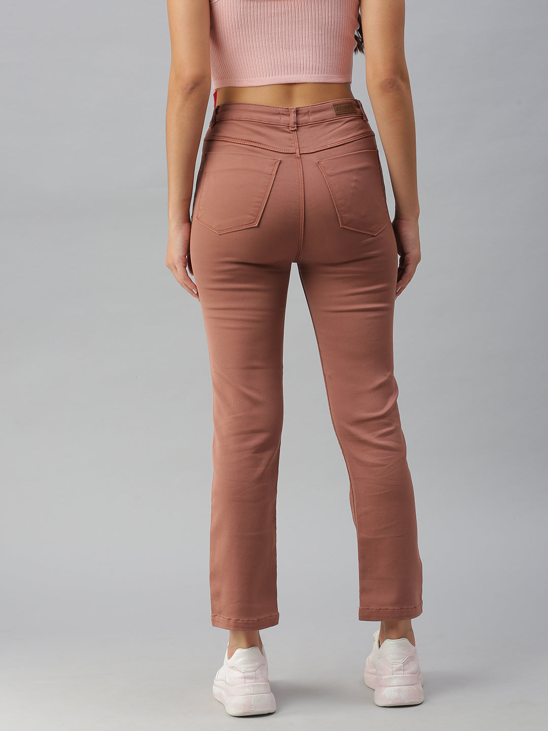 Women's Taupe Jean Straight Fit High-Rise Jeans
