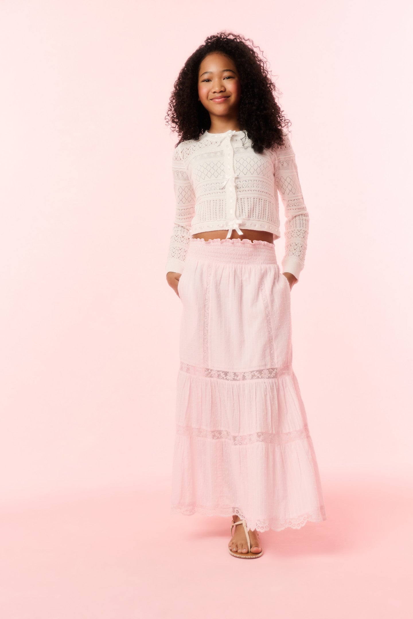 Girls Iriselle Woven Ribbon Cardigan