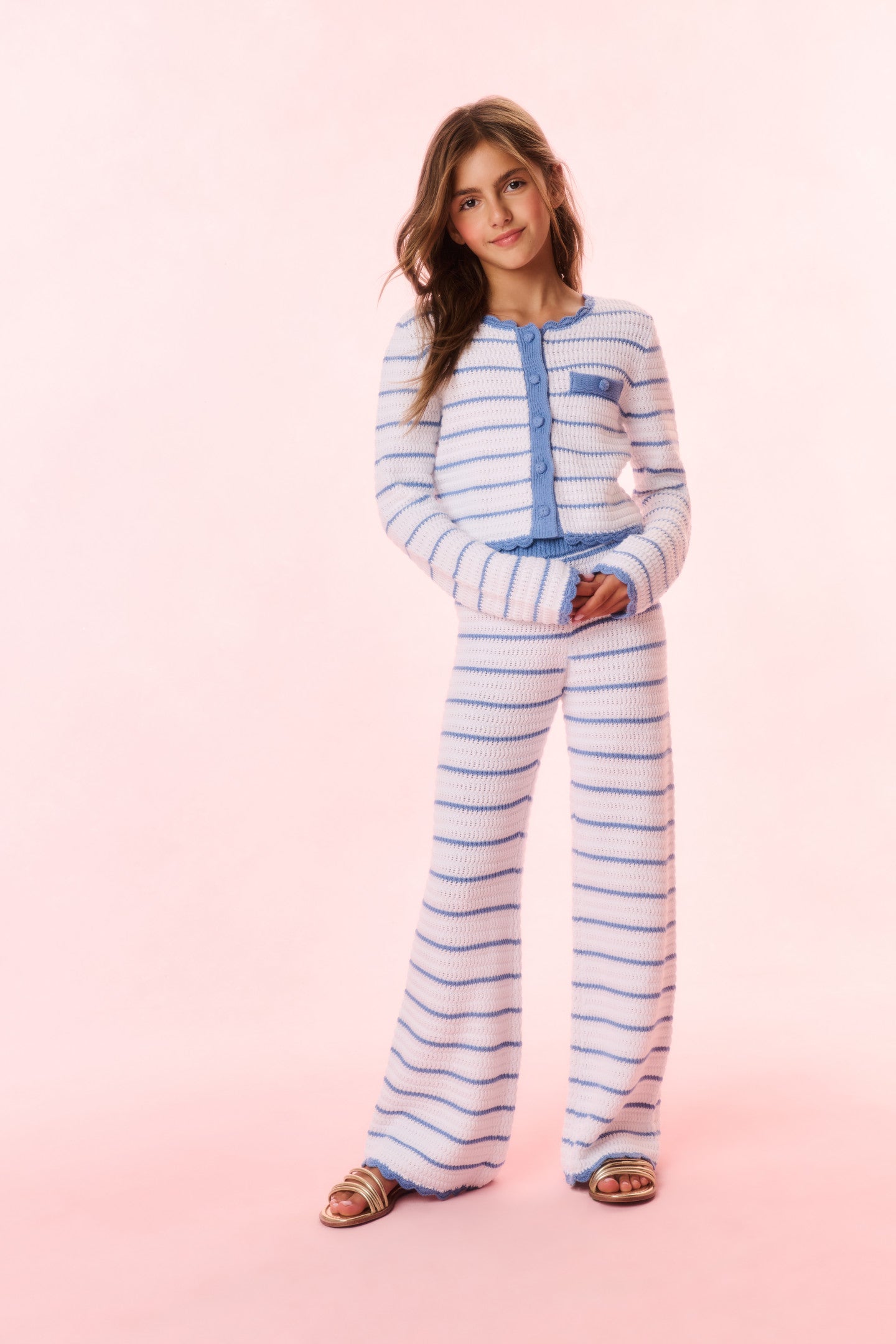 Girls Fawna Striped Crochet Pants
