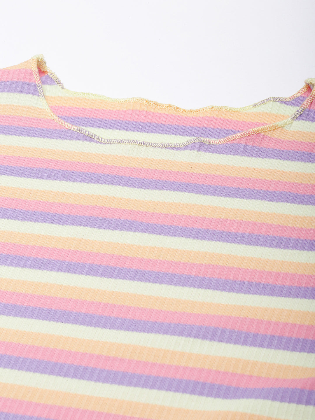 Women's Multi Striped Fitted Crop Top