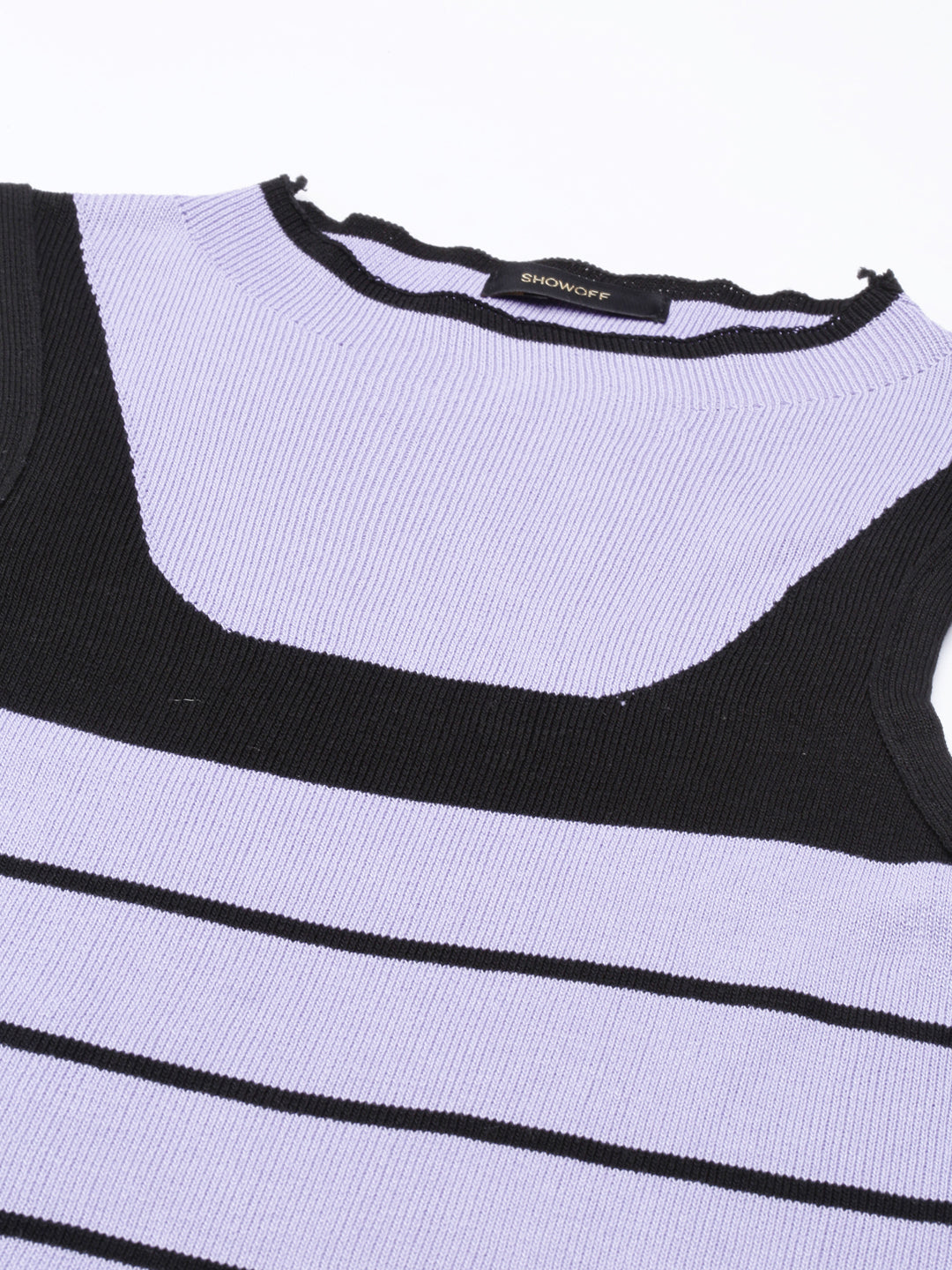 Women's Lavender Striped Sleeveless Crop Top