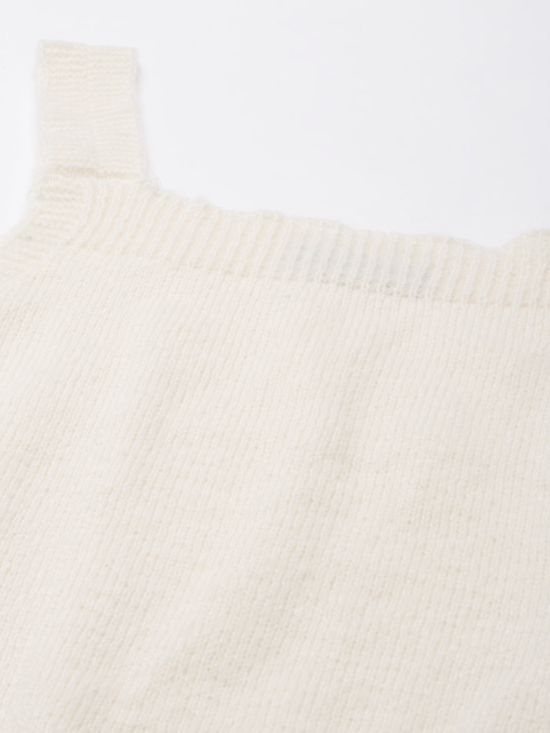 Women's Cream Shoulder Straps Fitted Crop Top
