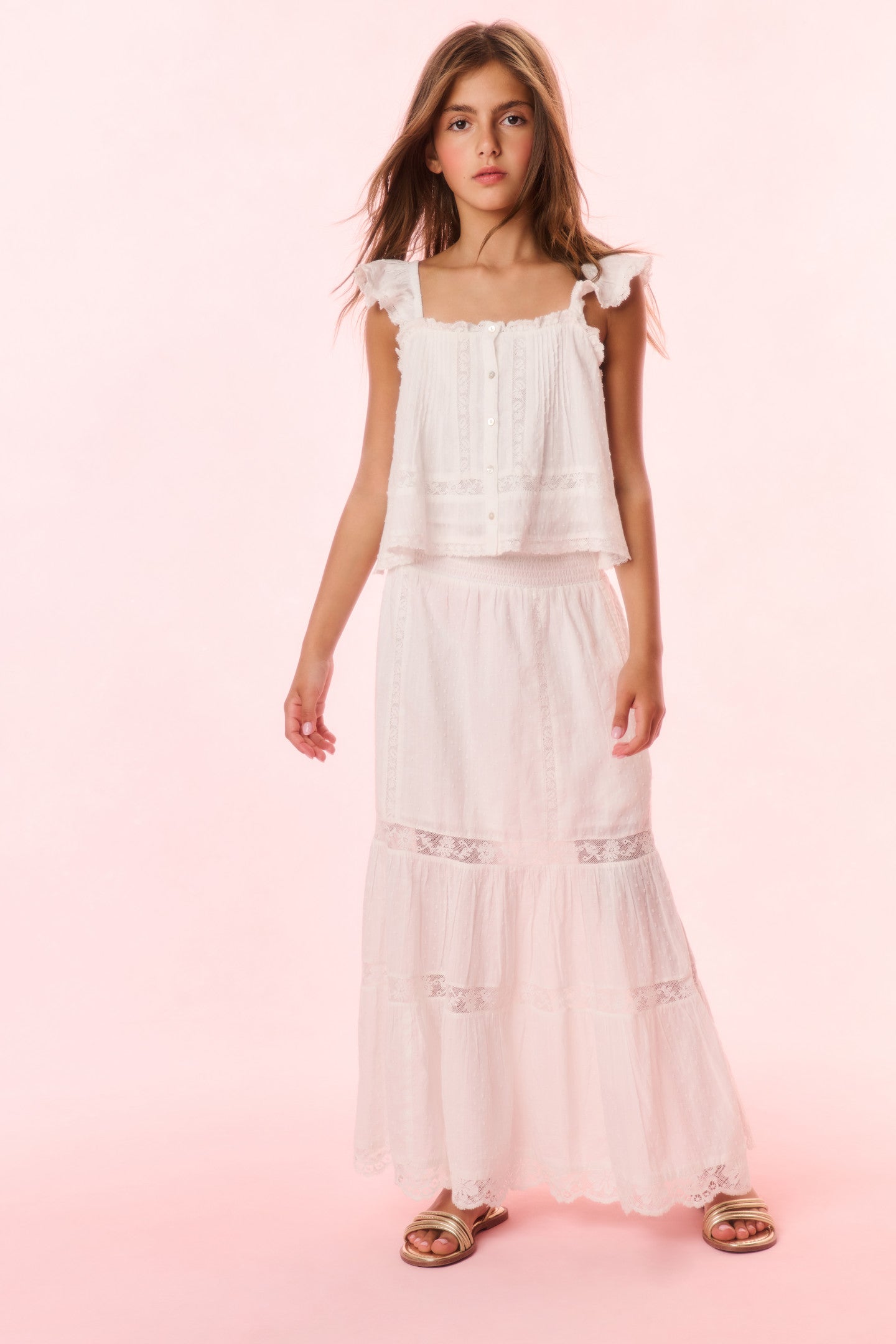 Girls Donella Cotton Lace-Trimmed Skirt