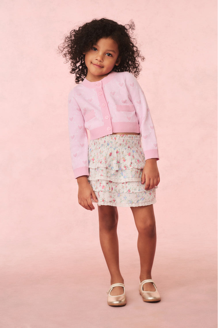 Girls Steran Cotton Heart Cardigan