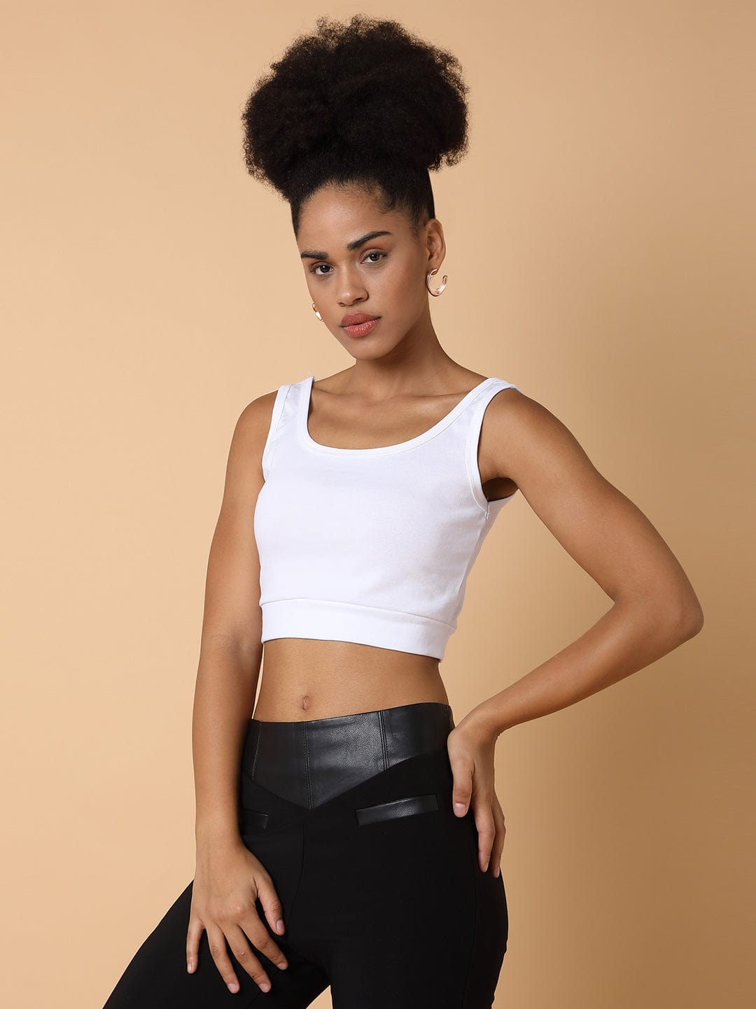 Women's Black Cotton Crop Top