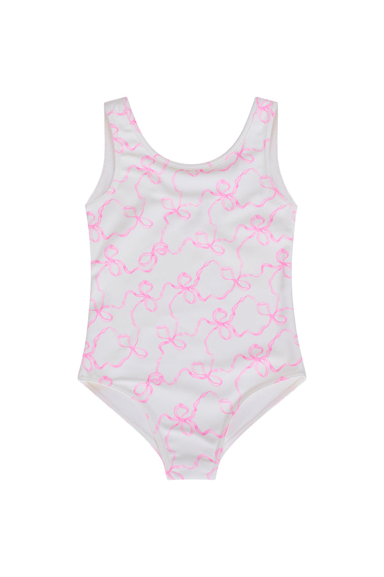 Girls Aldora Bow Print One-Piece Swimsuit