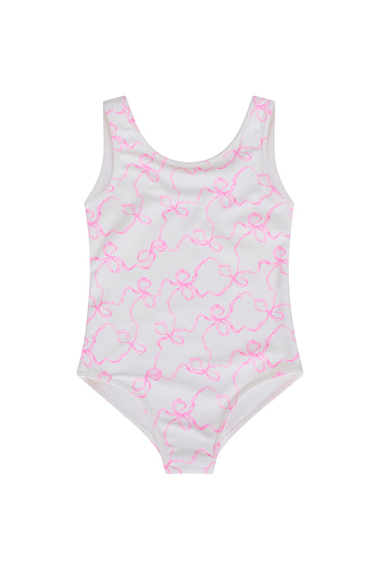 Girls Aldora Bow Print One-Piece Swimsuit