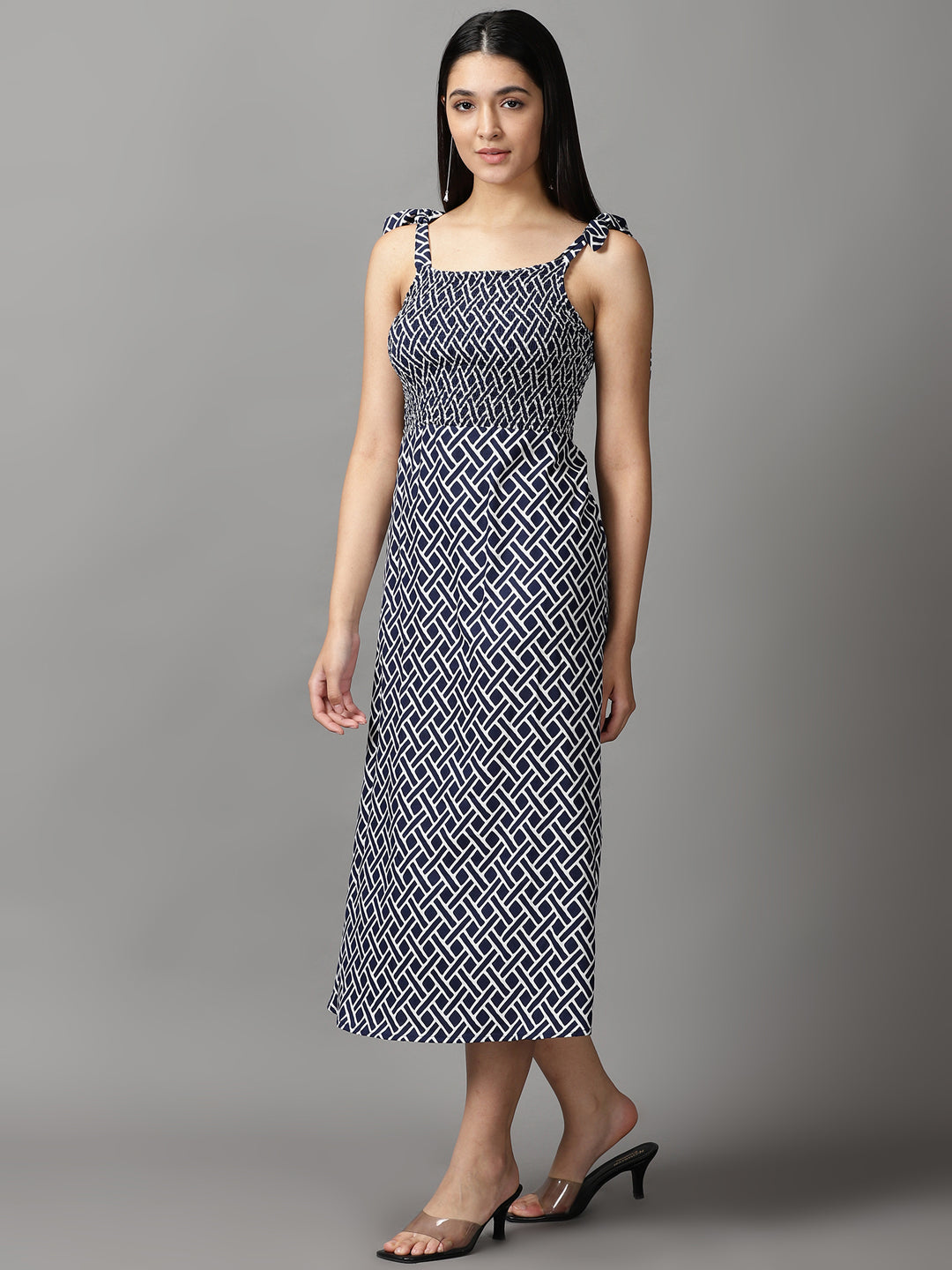 Women's Navy Blue Fit & Flare Dress