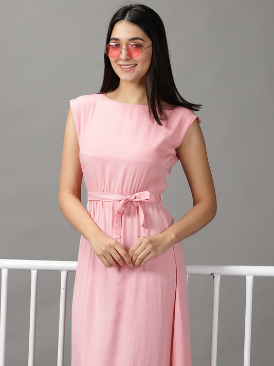 Women's Pink Fit & Flare Dress