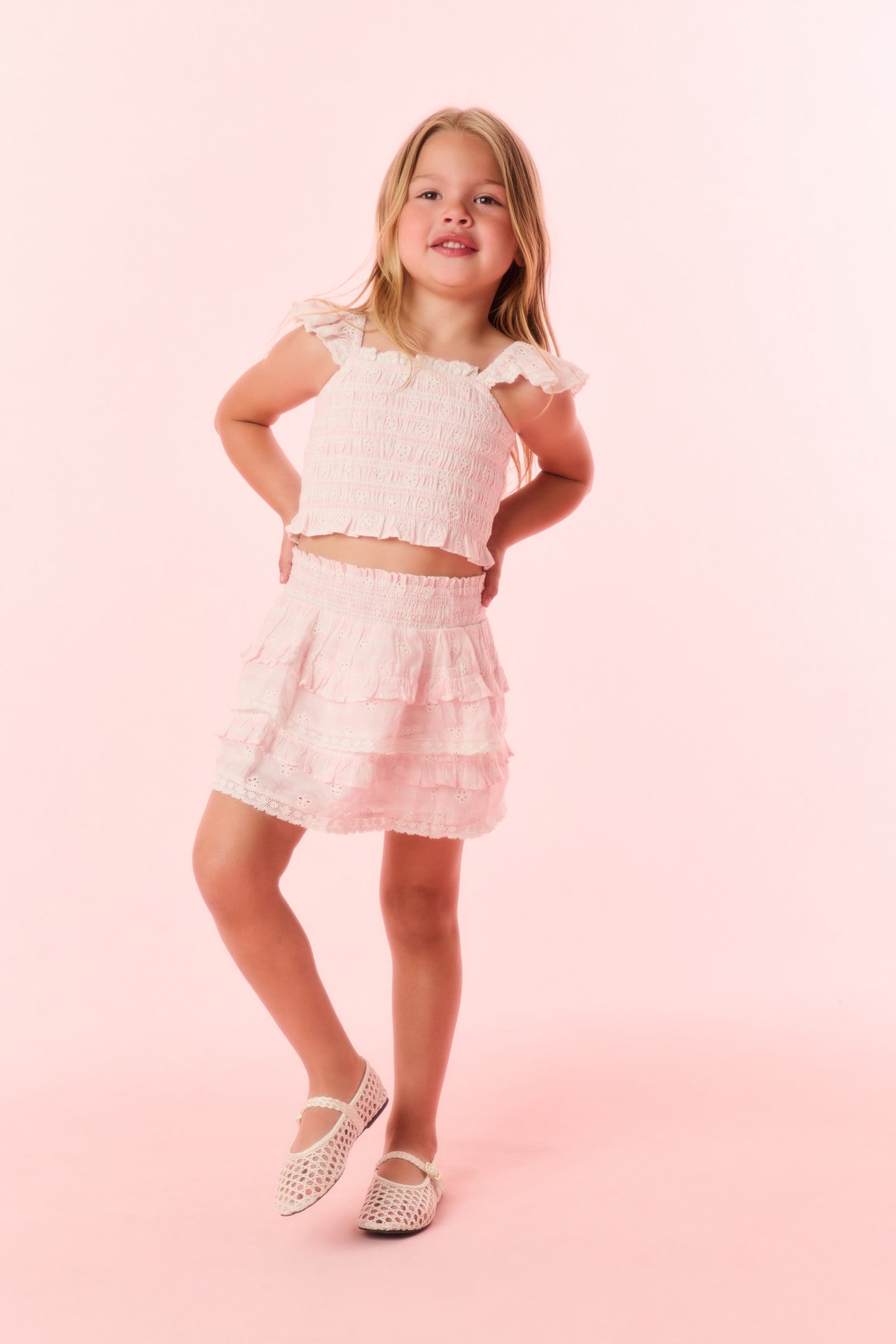 Girls Billie Eyelet Gingham Skirt