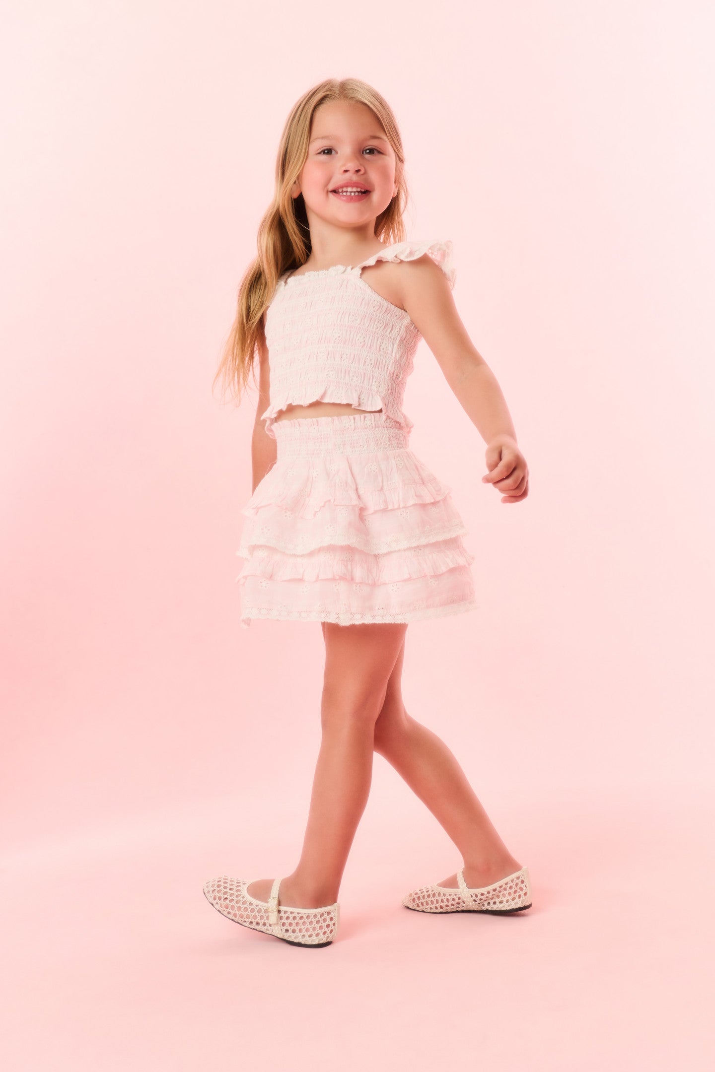 Girls Billie Eyelet Gingham Skirt