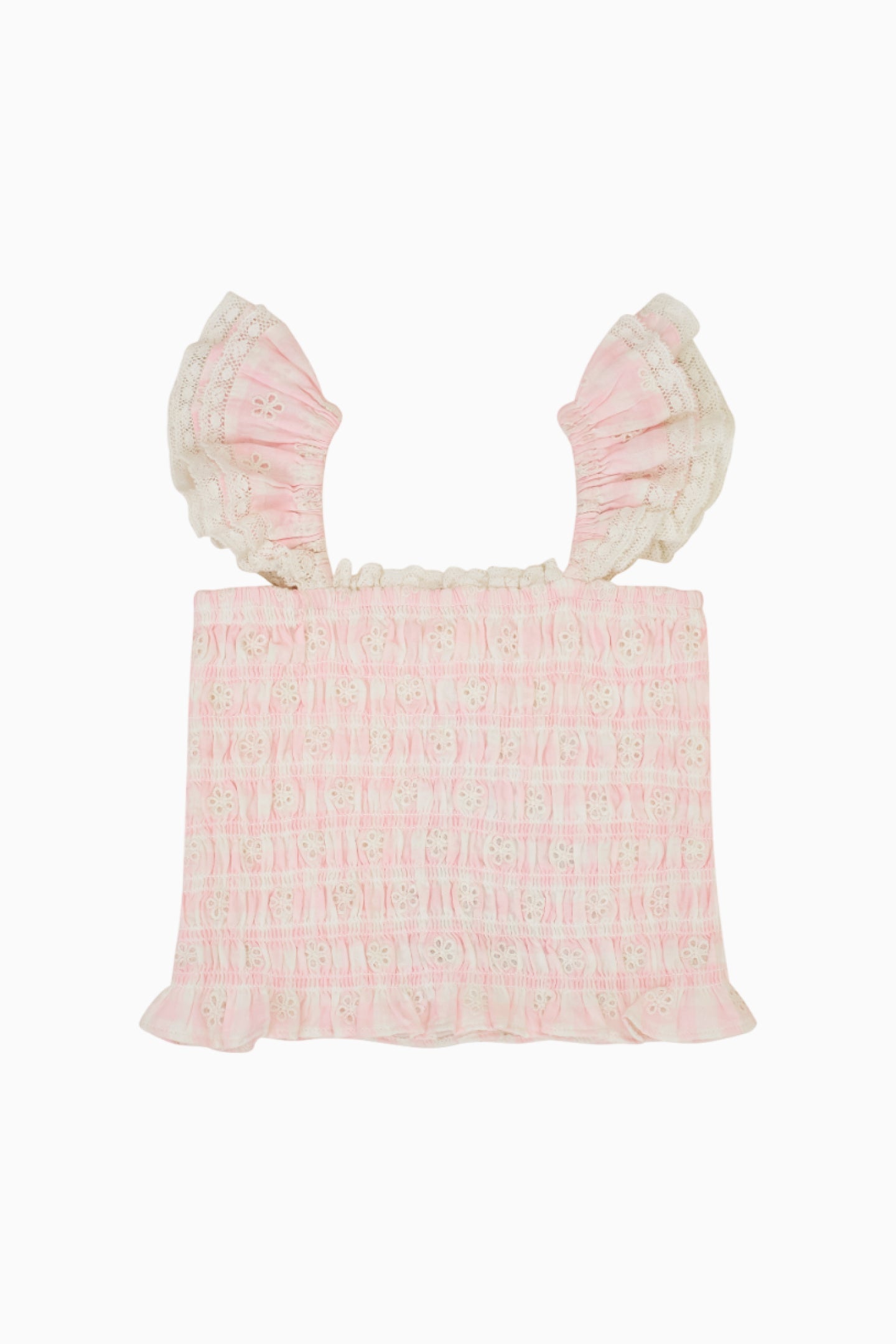 Girls Caspia Eyelet Gingham Top