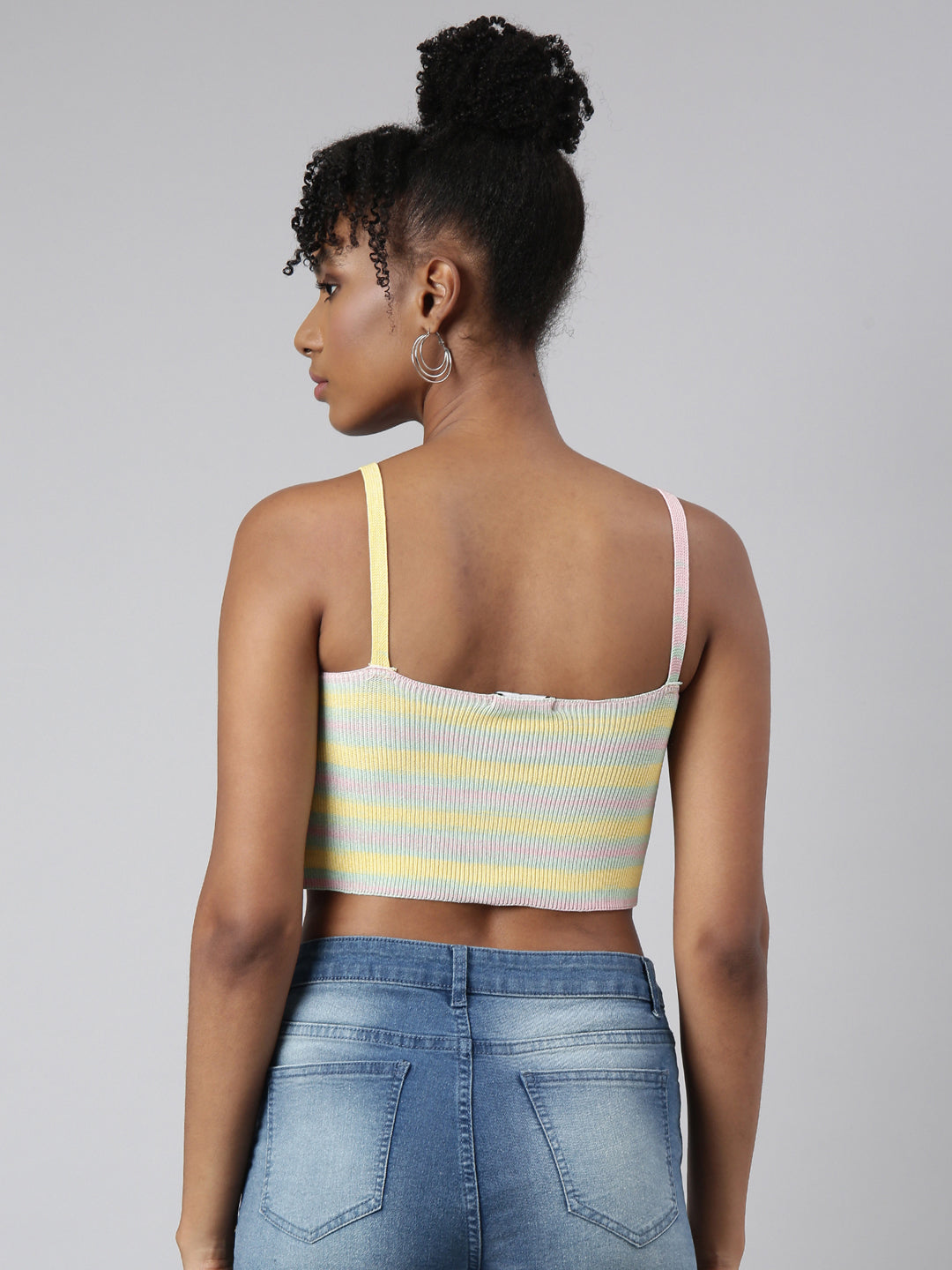 Women's Yellow Shoulder Straps Bralette Crop Top