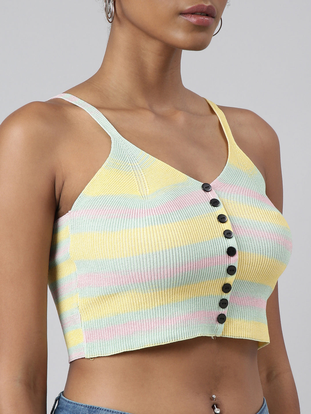 Women's Yellow Shoulder Straps Bralette Crop Top