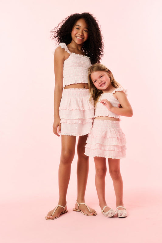 Girls Billie Eyelet Gingham Skirt