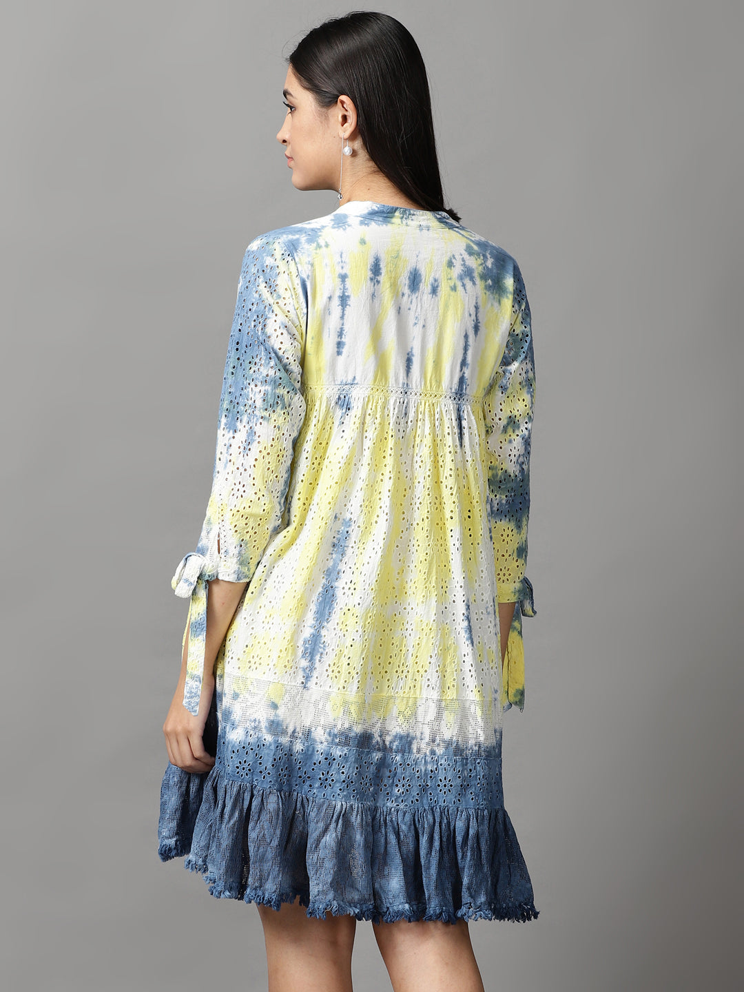 Women's White Tie and Dye Fit & Flare Dress