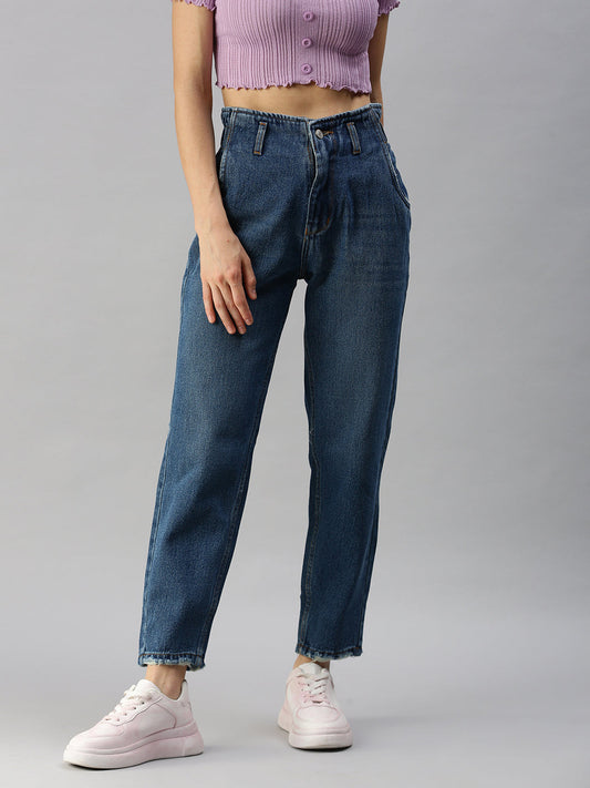 Women's Blue High-Rise Stretchable Jeans
