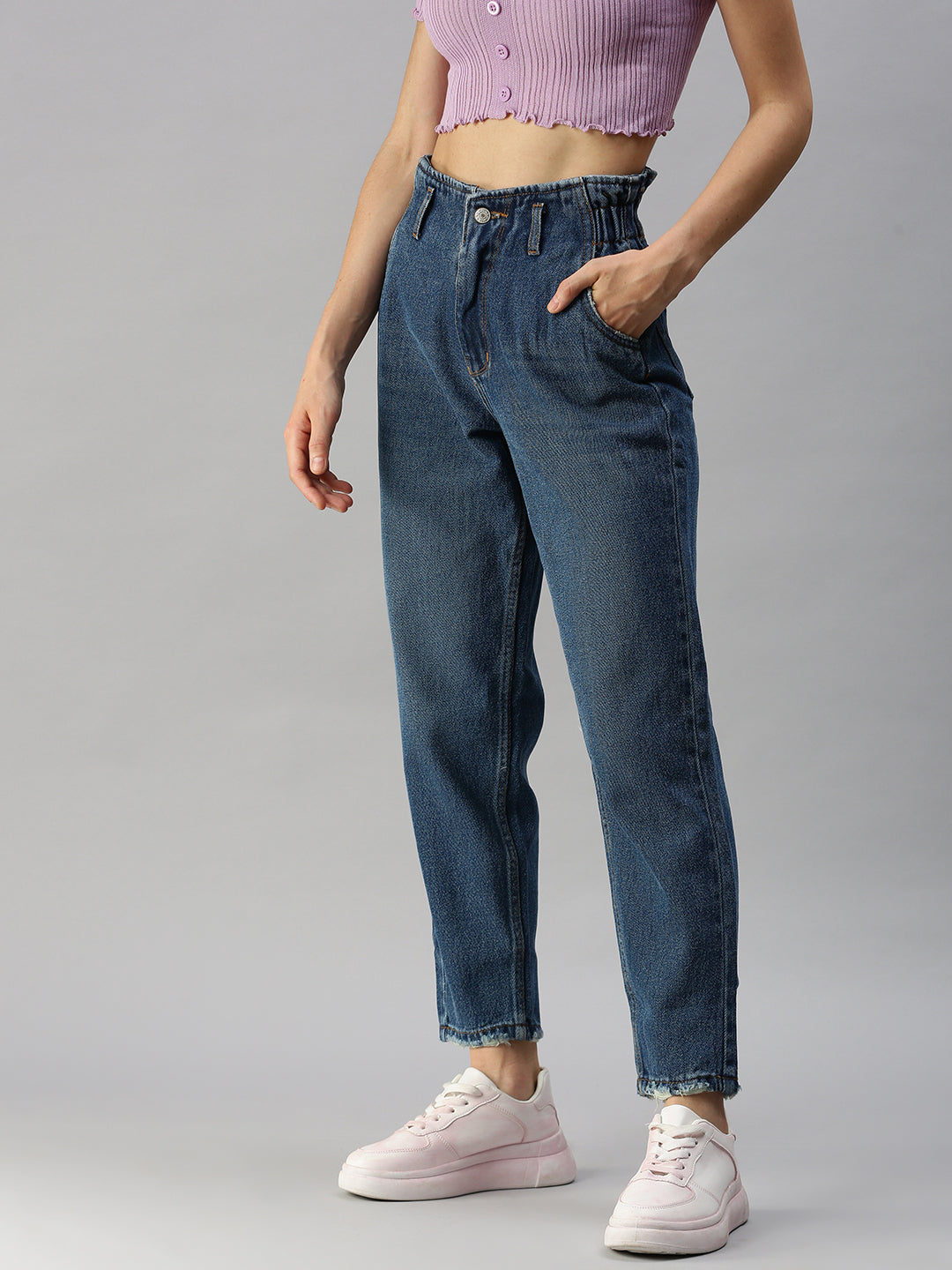 Women's Blue High-Rise Stretchable Jeans