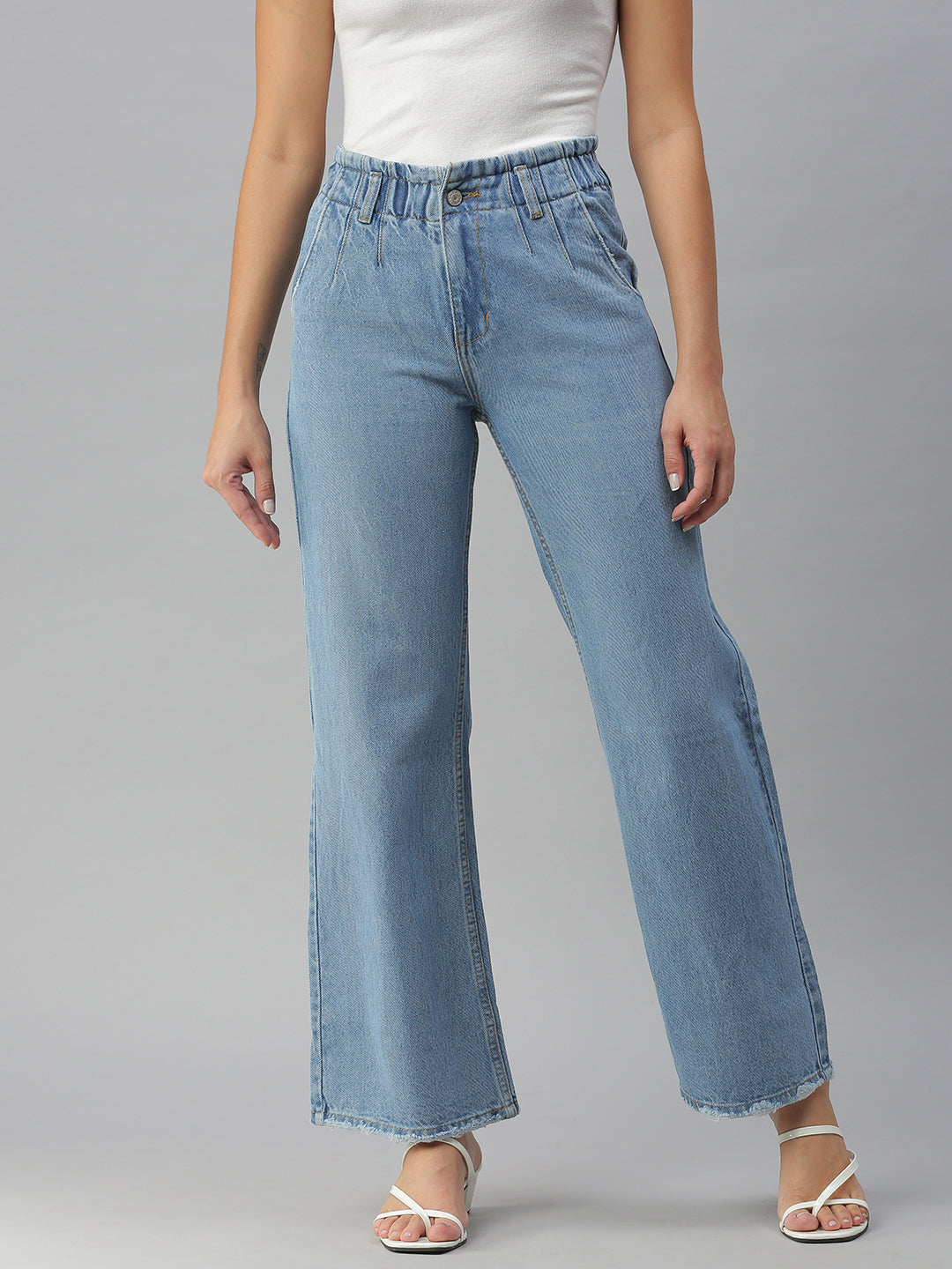 Women's Blue Wide Leg High-Rise Jeans