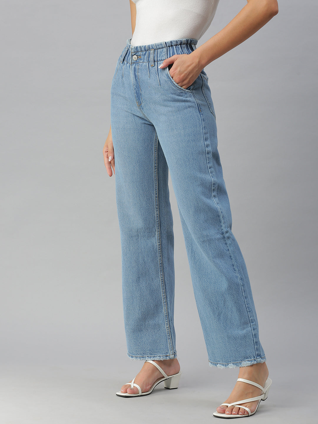 Women's Blue Wide Leg High-Rise Jeans