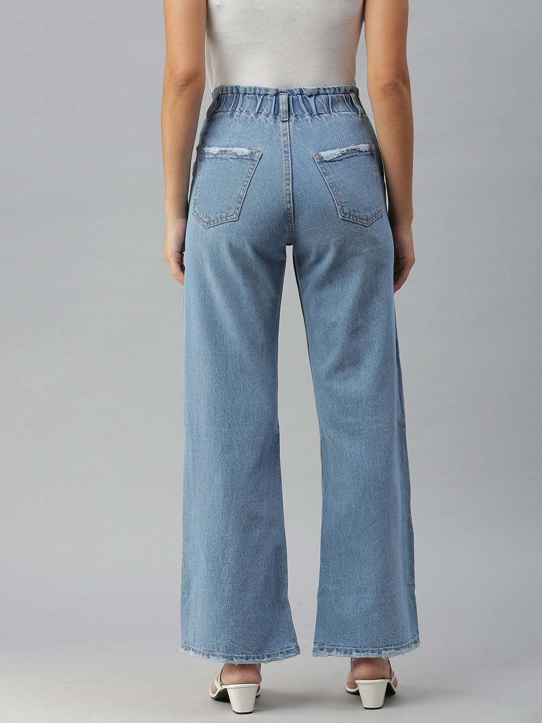 Women's Blue Wide Leg High-Rise Jeans