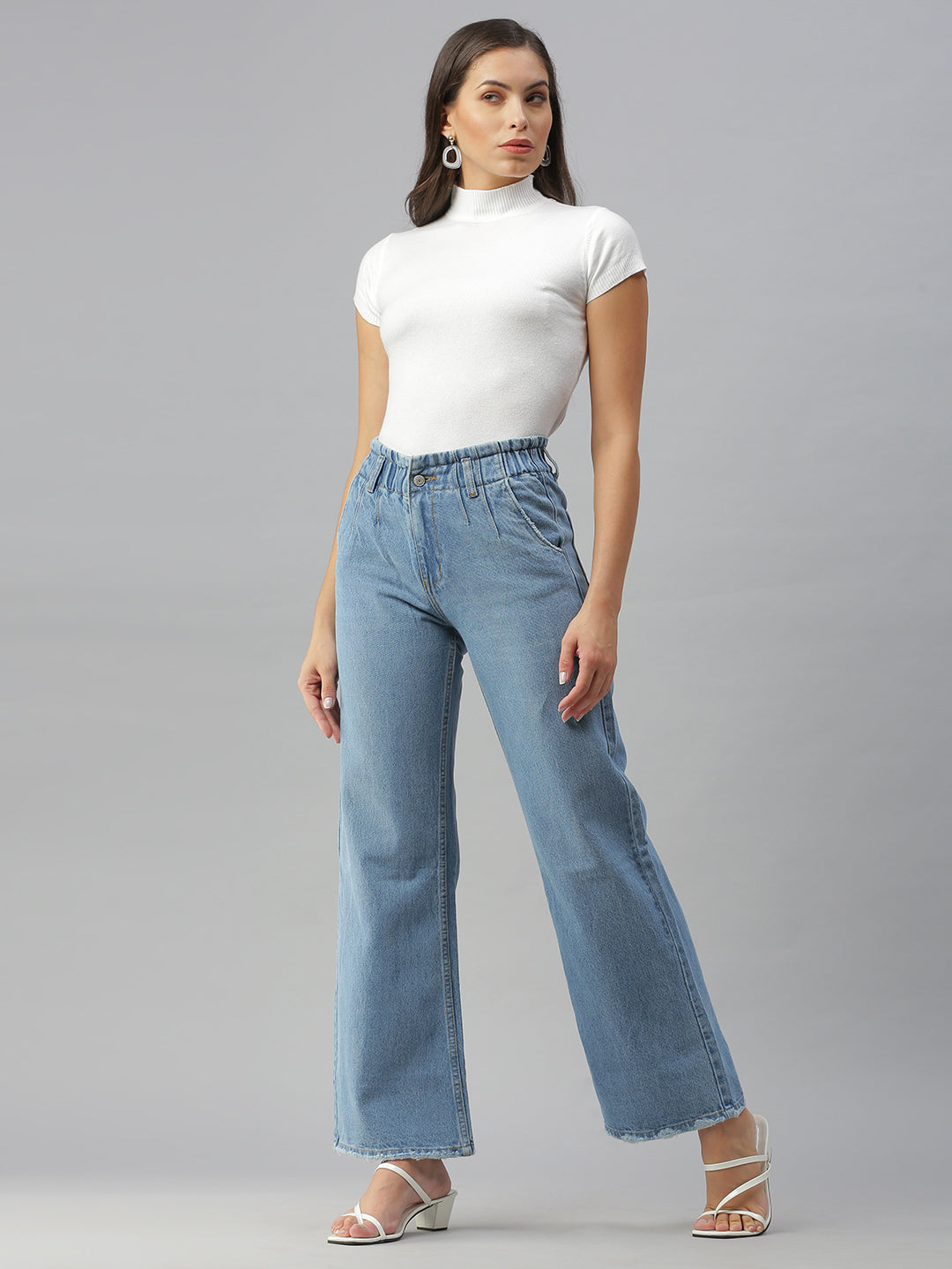 Women's Blue Wide Leg High-Rise Jeans