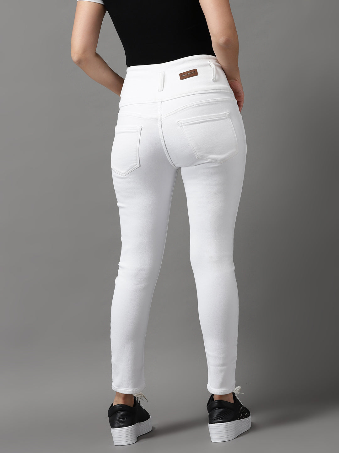 Women's White Jean Slim Fit High-Rise Stretchable Jeans