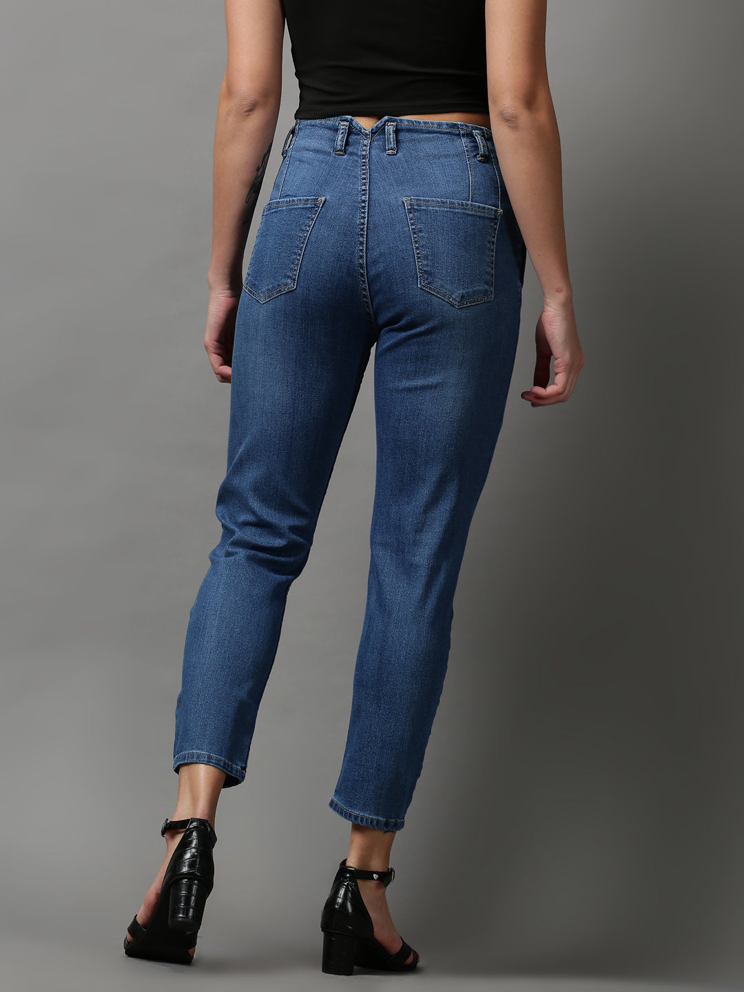 Women's Blue Light Fade Wide Leg Denim Jeans