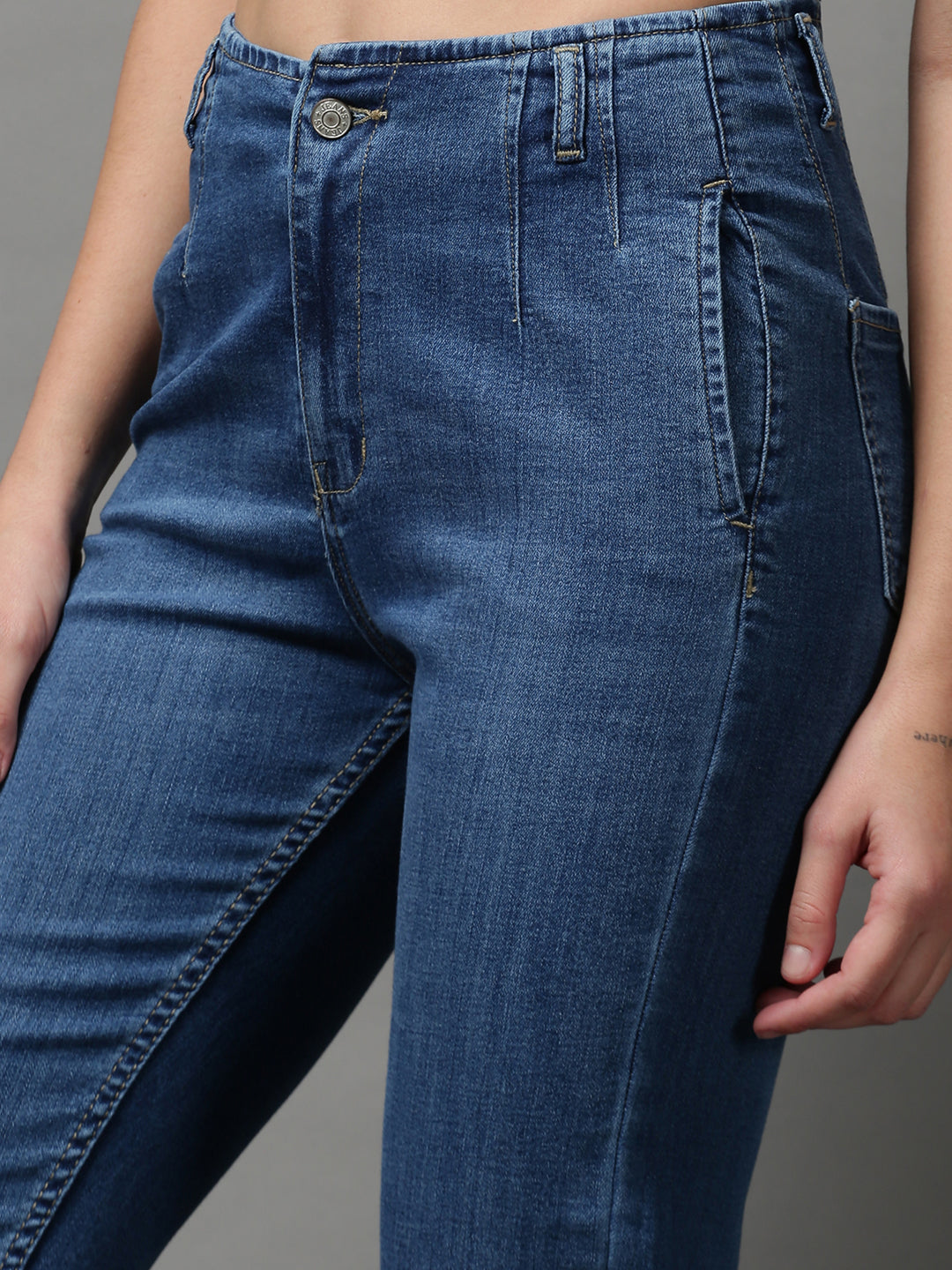 Women's Blue Light Fade Wide Leg Denim Jeans