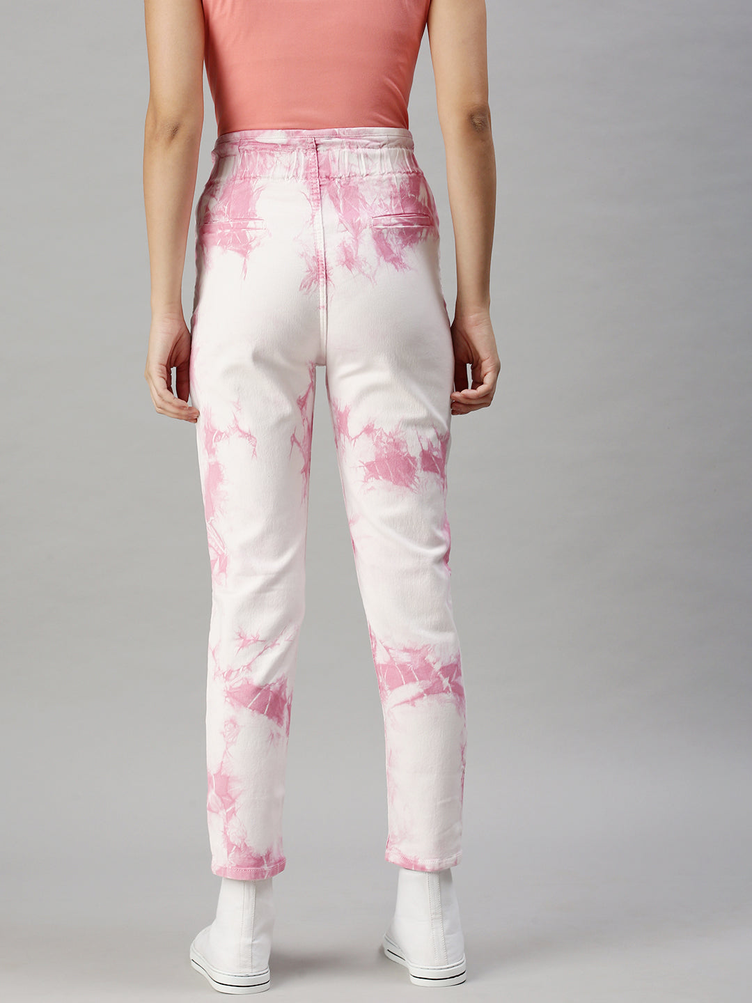 Women's Pink High-Rise Clean Look Elasticated Stretchable Jeans