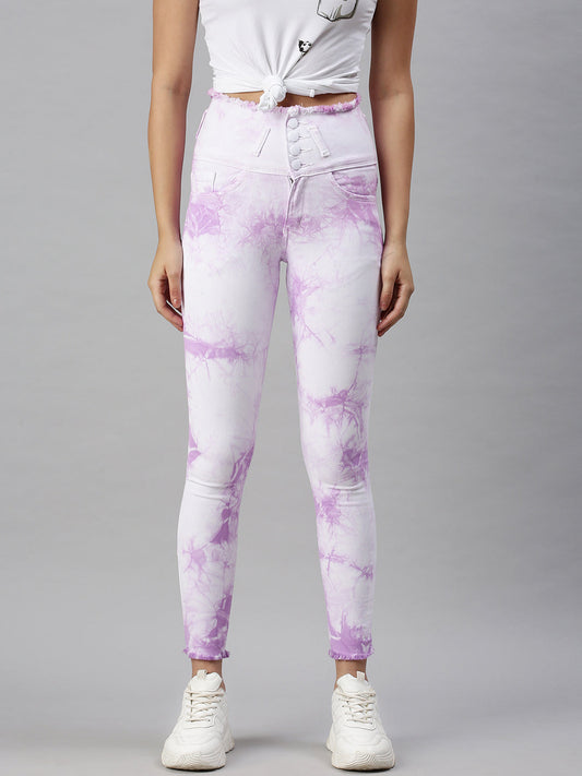 Women's Purple Slim Fit High-Rise Stretchable Clean Look Jeans