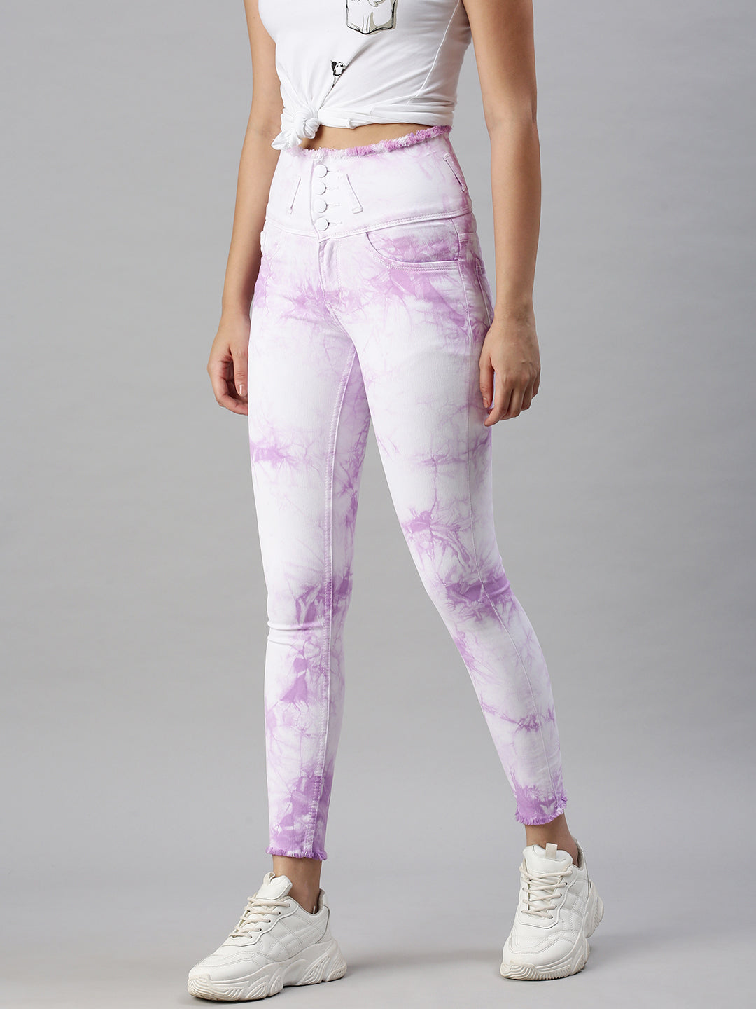 Women's Purple Slim Fit High-Rise Stretchable Clean Look Jeans