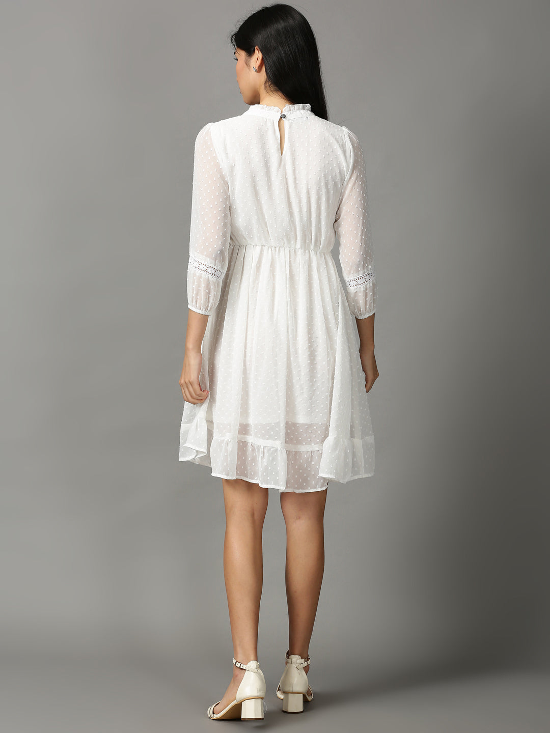 Women's White Embroidered Ethnic Dress