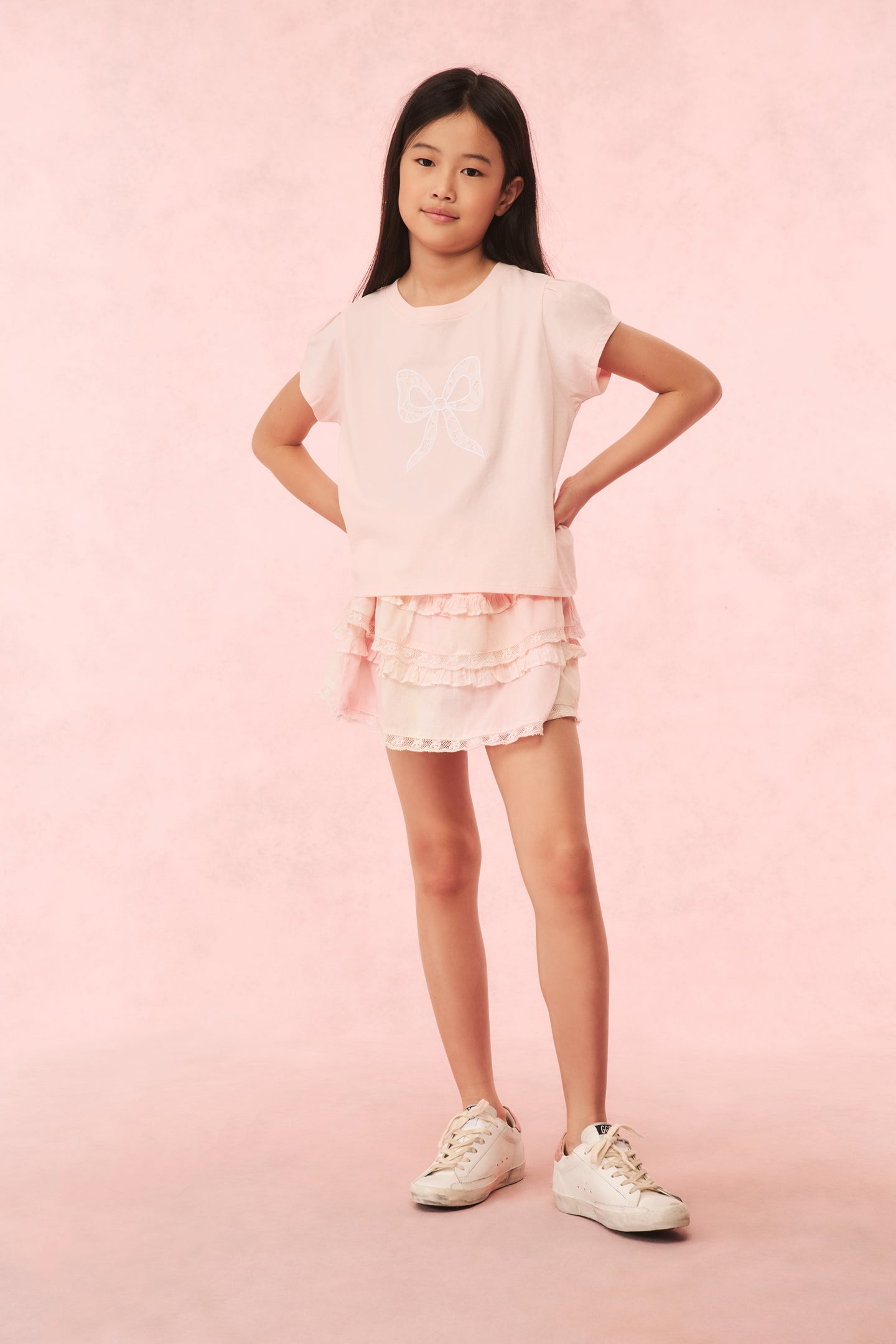 Girls Tilliat Cotton Bow Tee