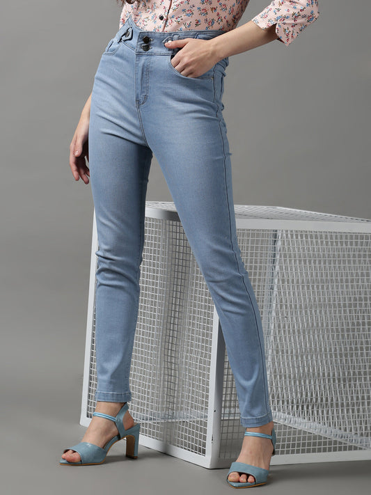 Women's Blue Skinny Fit Light Fade Stretchable Denim Jeans