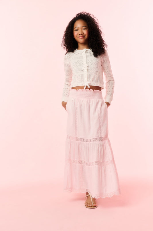 Girls Iriselle Woven Ribbon Cardigan