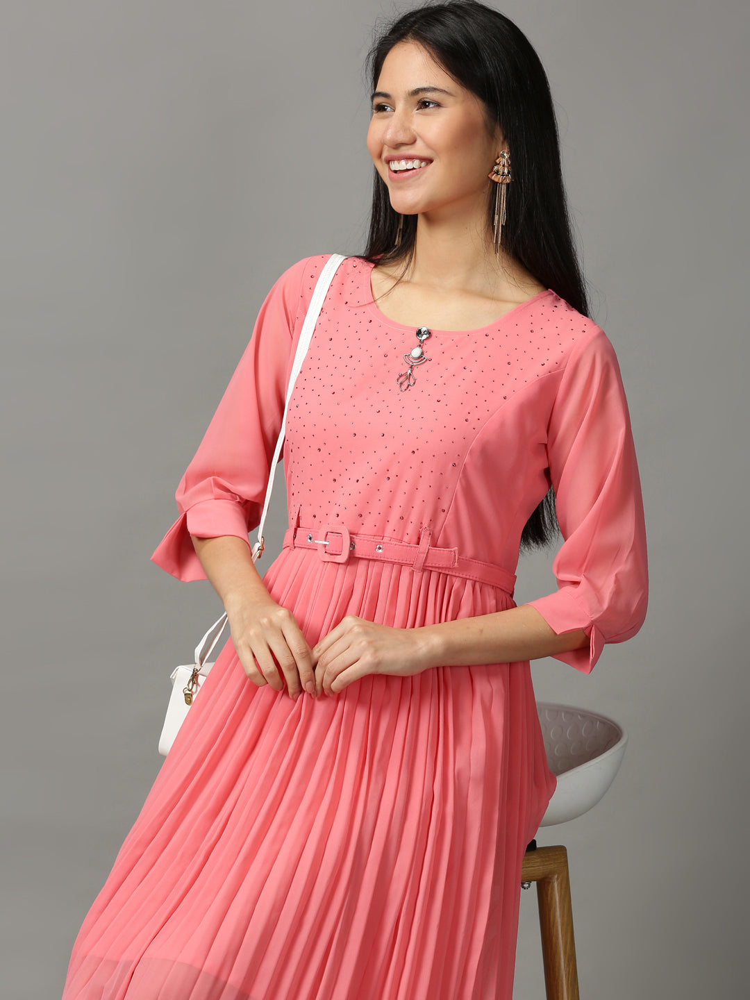Women's Pink Midi Dress