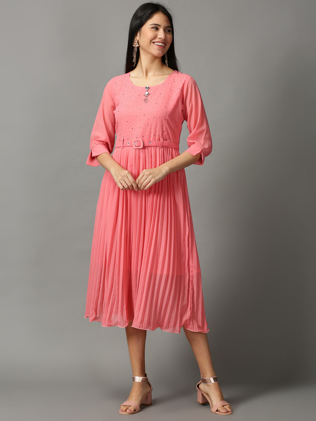 Women's Pink Midi Dress