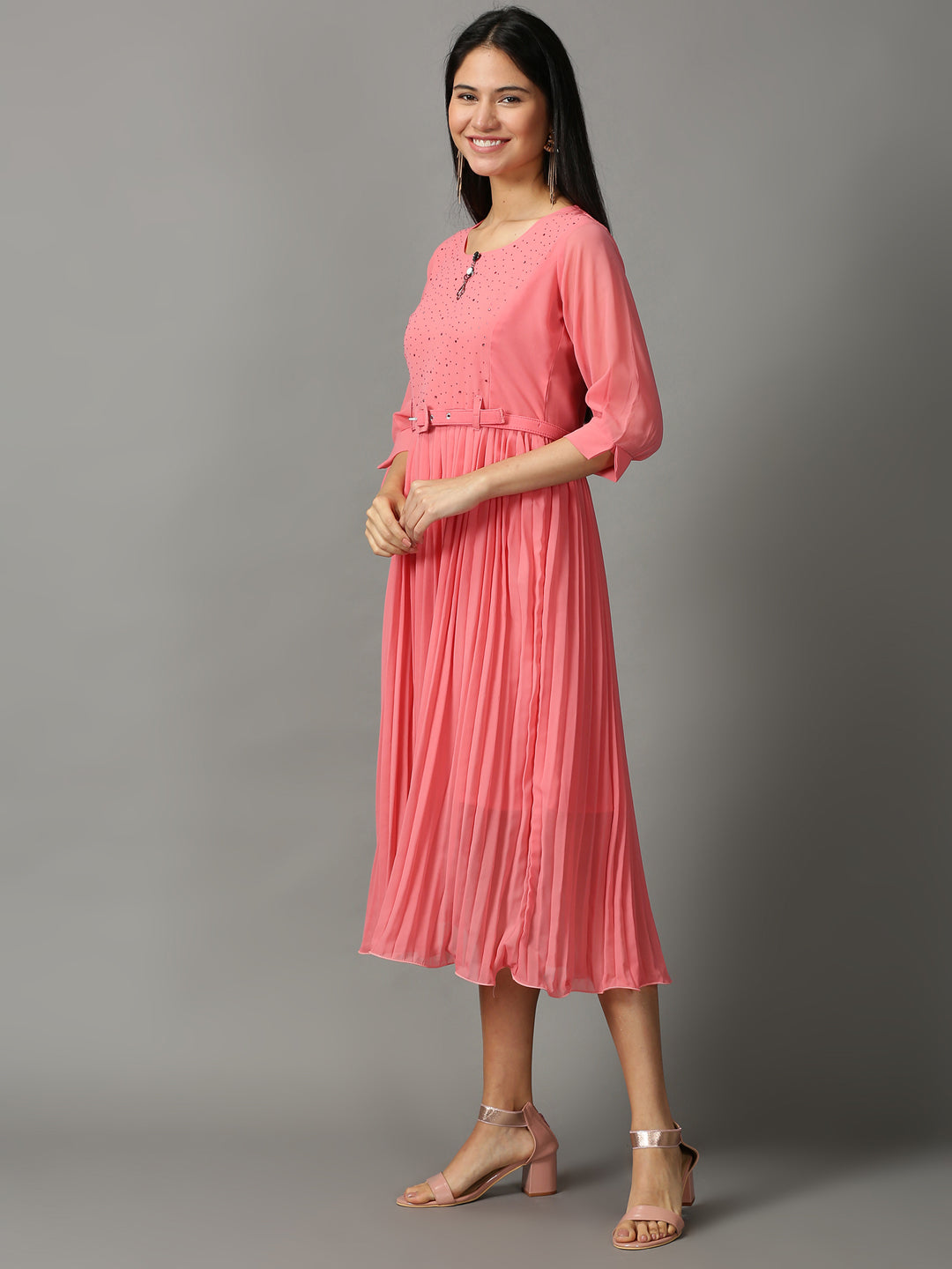Women's Pink Midi Dress