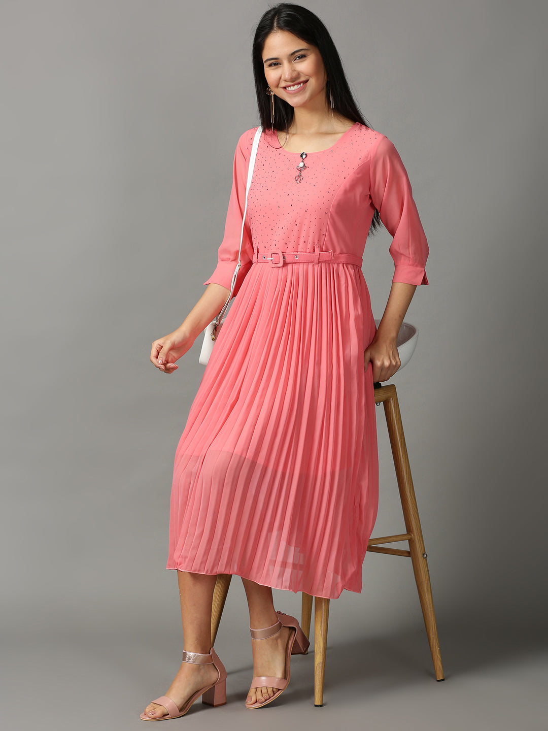 Women's Pink Midi Dress